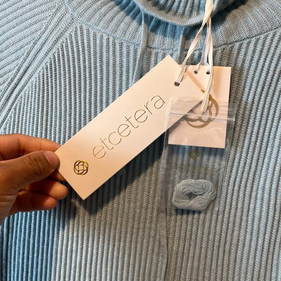 Etcetera Ribbed Knit Midi‎ Sweater Dress Size Large Wool Blend Blue New *Flawed - Picture 6 of 9